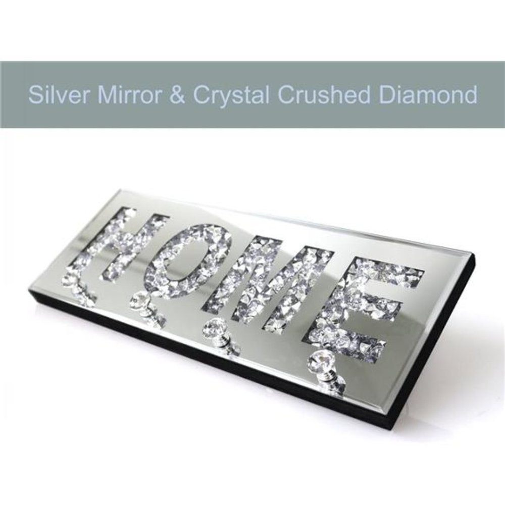 Crush Diamond Mirrored Home Letter Plaque Sign for Wall Decor,Crystal Clear Hook - Picture 3 of 6